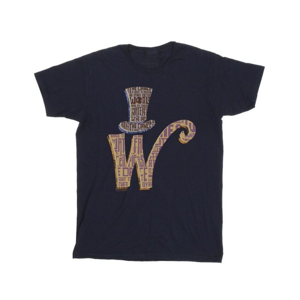 Willy Wonka Boys W Logo Hat T-Shirt / Navy Blue